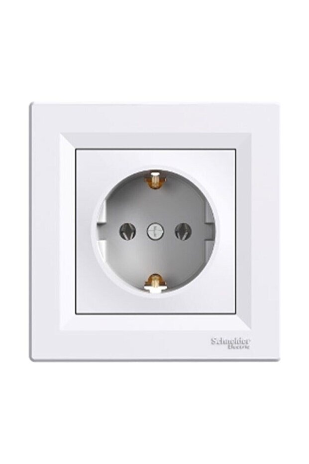 مقبس مؤرض بإطار أبيض من Schneider Asfora Eph 2970121