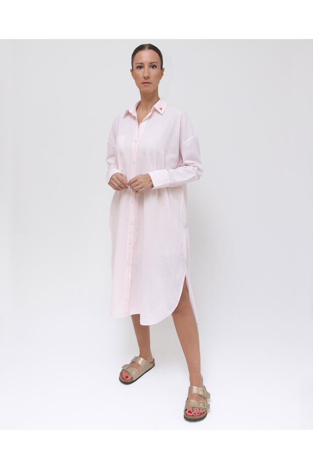 Flamlı Gömlek Elbise - 3