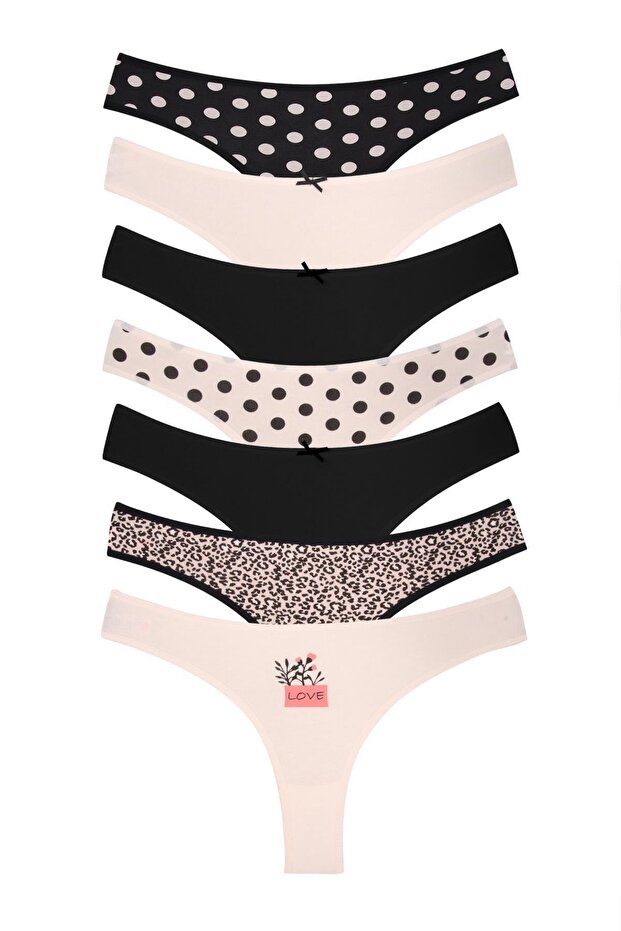 Női pamut Lycra bugyi 7 csomag - 1