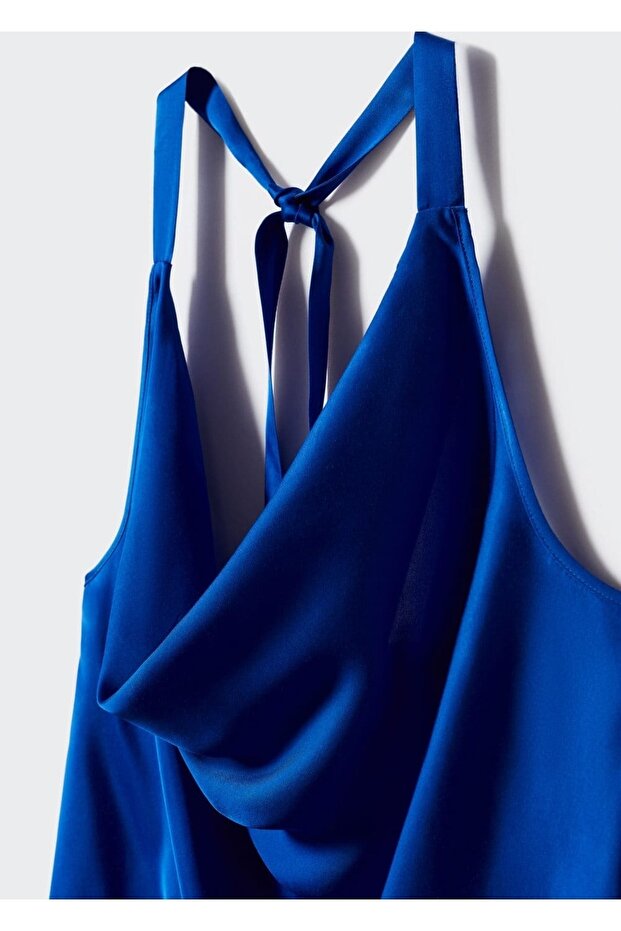 Drapeli Yaka Saten Bluz - 5