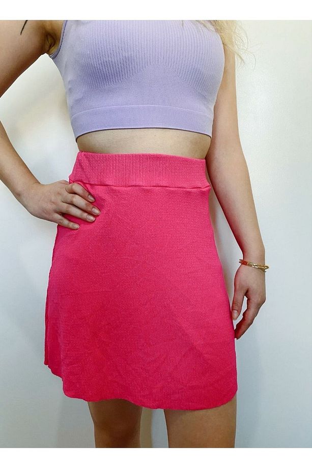 PEMBE YAZLIK ŞORT ETEK - 3