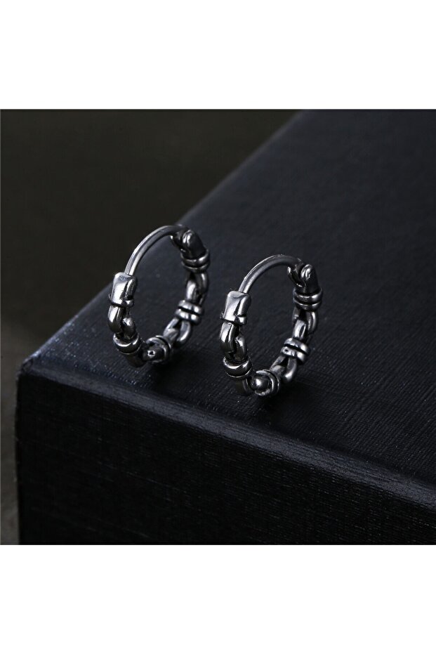 Sailor Rope Design Thin Hoop 316L Stainless Steel Unisex Earrings