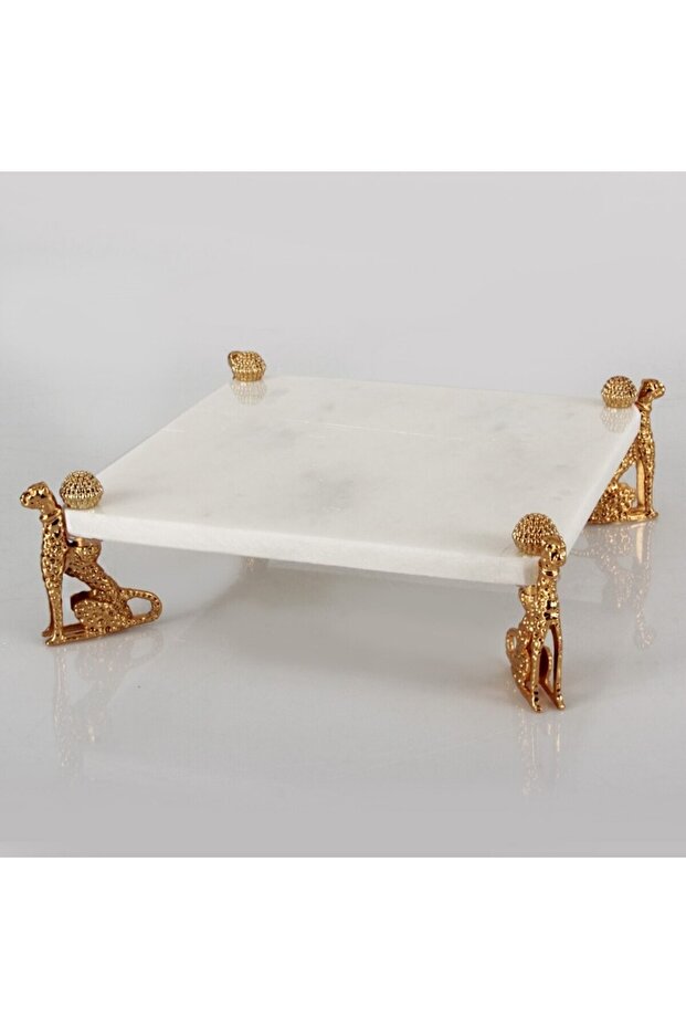 JAGUAR - NATURAL WHITE MARBLE SERVICE TRAY - 25*25 SQUARE
