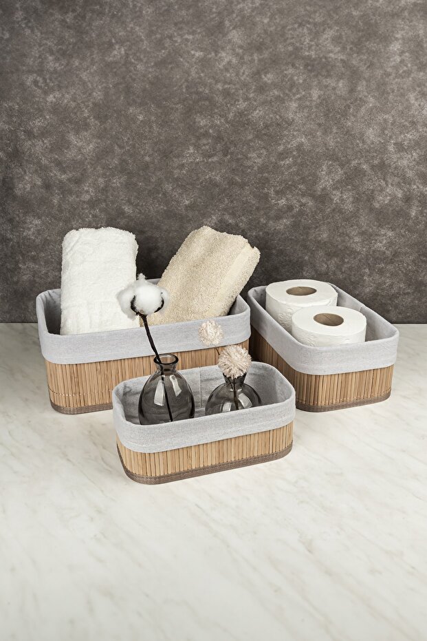 Bambu Üçlü Sepet - 1