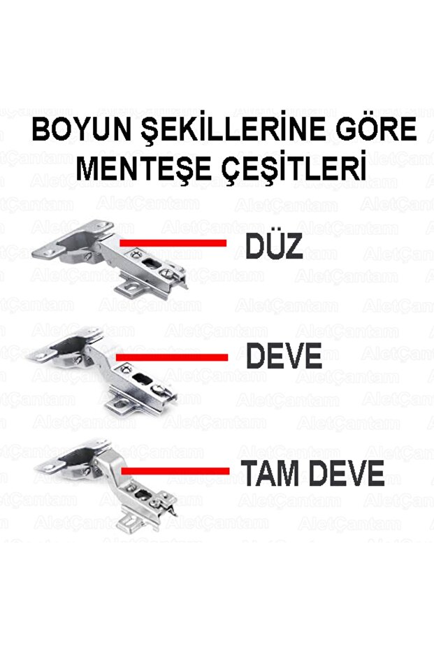 Samet Mobilya Menteşesi Dolap Kapak Tas Menteşe 4 Adet - Düz Tip - 3