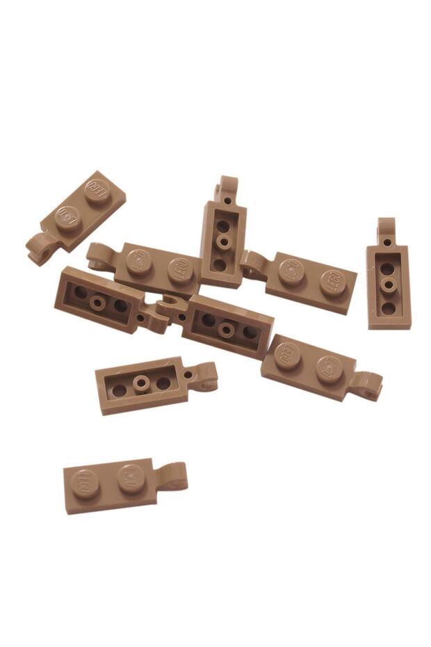 Custom Accessory Plate Modified 1 x 2 Clip Dark Tan Brick 4 pieces to send