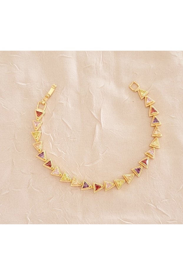 Xupıng Colorful Zircon Stone Gold Baguette Bracelet