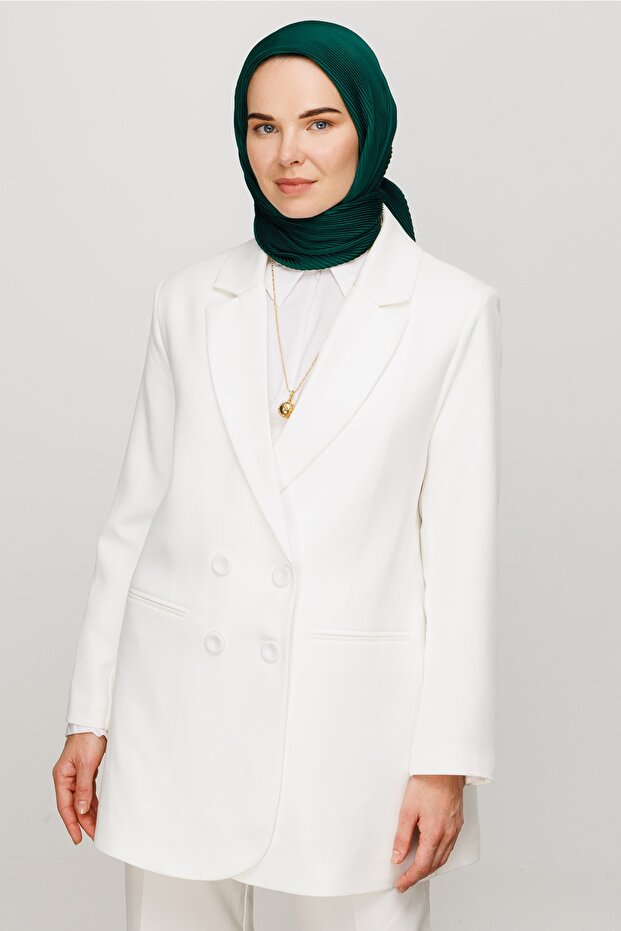 Emerald Pleated Scarf - 2