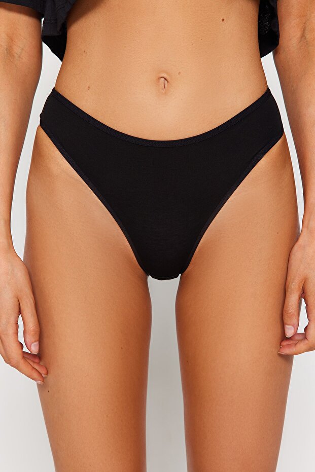 Czarny 3-pak bawełnianych klasycznych majtek z dzianiny THMAW24KU00007 - 4