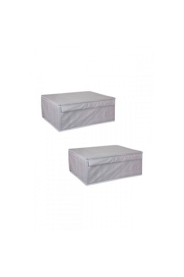 2 Adet - Kapaklı Çok Amaçlı Çamaşır-saklama-düzenleme Vb Hurç, Kutu - 50x40x19 - Baza Kutu - Gri - 1