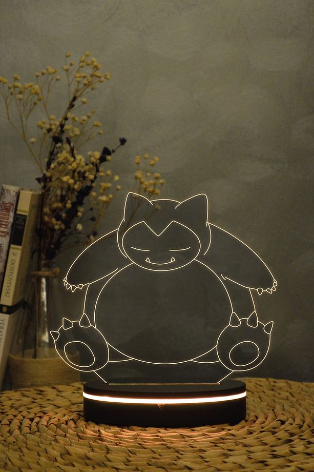 Snorlax , Pokemon - 3 Boyutlu 16 Renk Dekoratif Gece Lambası 3d - 4