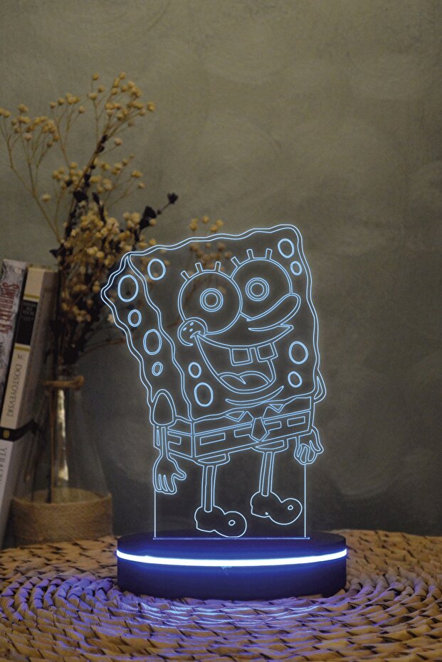Sünger Bob - 3 Boyutlu 16 Renk Dekoratif Gece Lambası 3d - 3