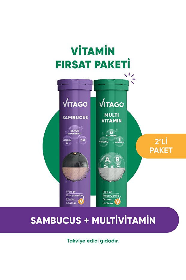 2'li- Sambucus+multivitamin,20'li Efervesan Tablet - 1