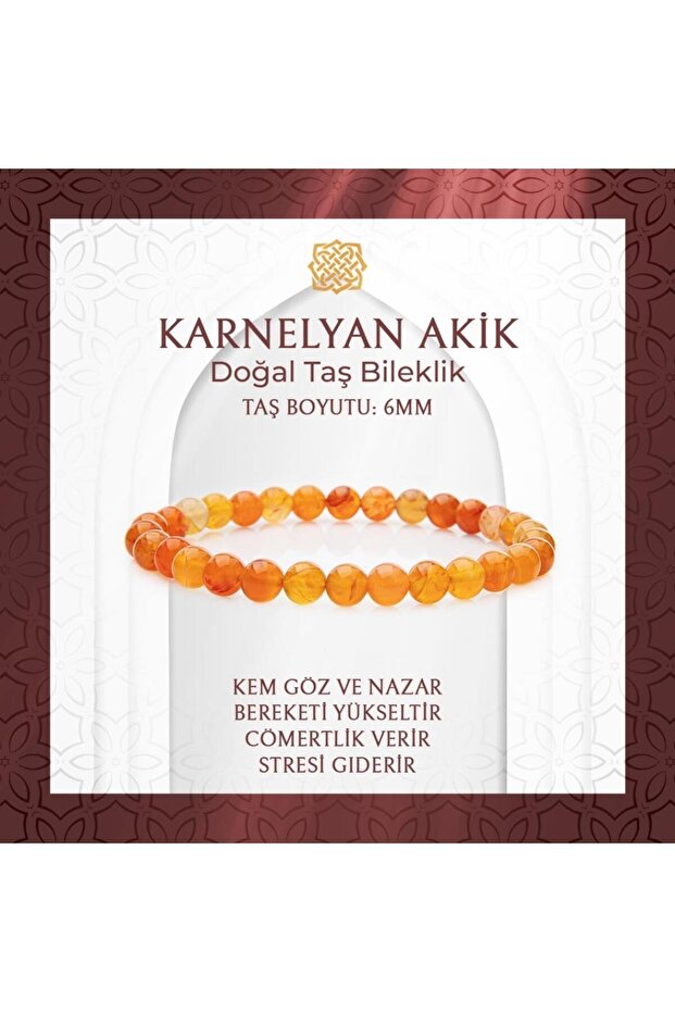 Karnelyan Agate 6mm Natural Stone Bracelet