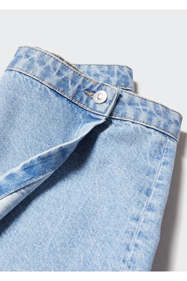 Kruvaze Denim Mini Etek - 6