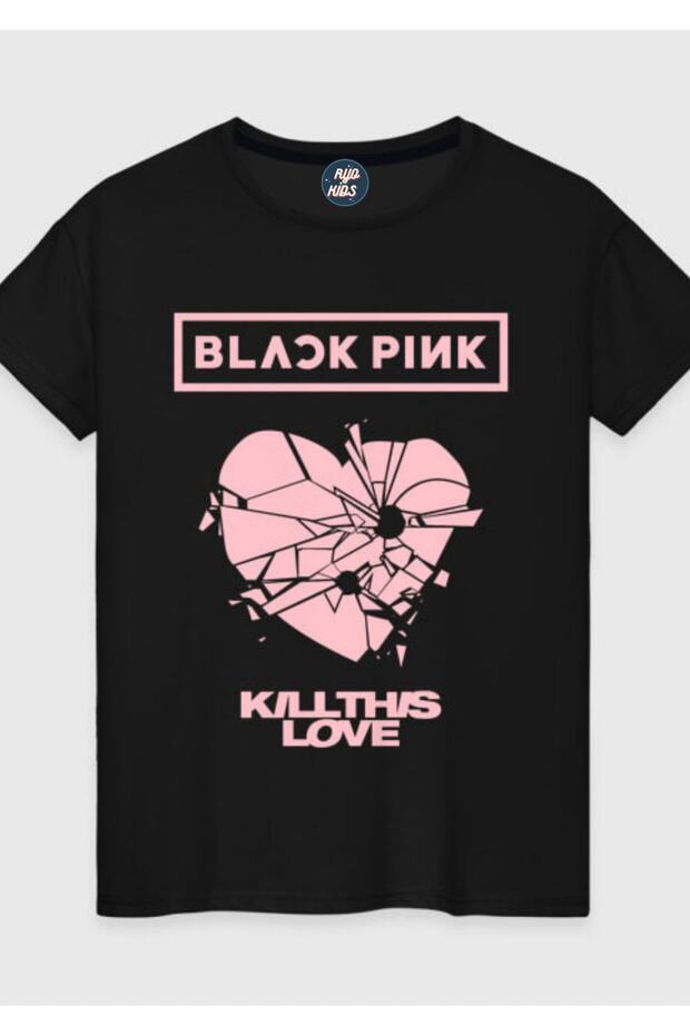 BLACK PINK GROUP Printed Short Sleeve Unisex BLACK Kids T-Shirt