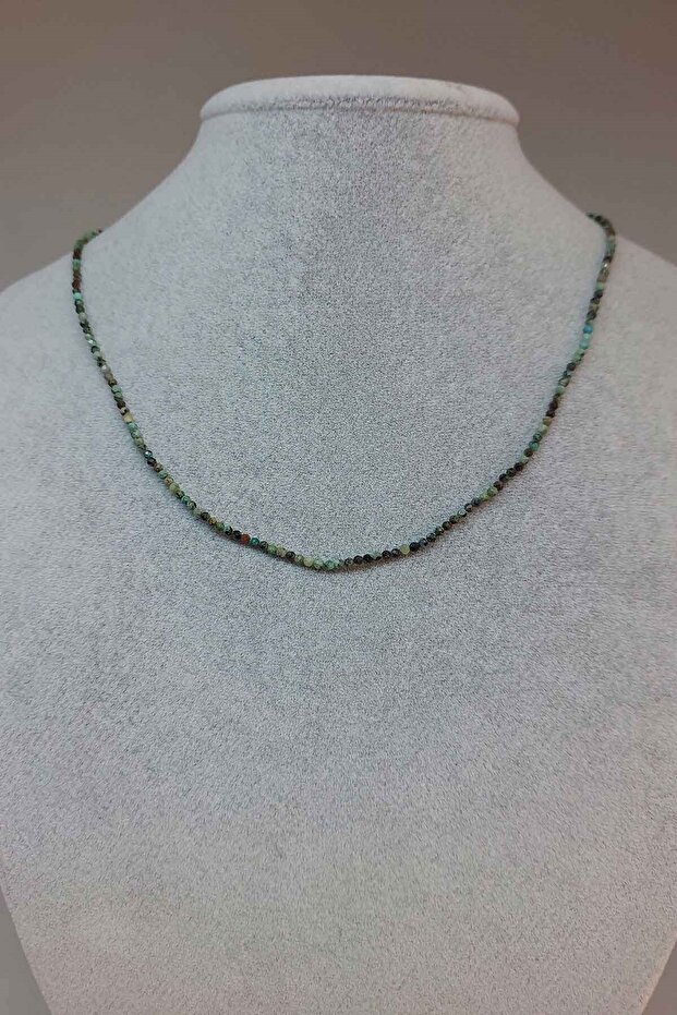 African Turquoise Stone 2mm Necklace