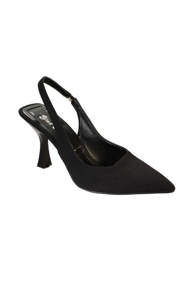 SUMMER Women's Black Nude Matte Fabric 8cm Candlestick Heel Open Back Pointed Toe Heeled Stellto Shoes