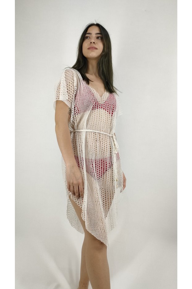 Raşhale Knitted Beach Flap (Color Cream)