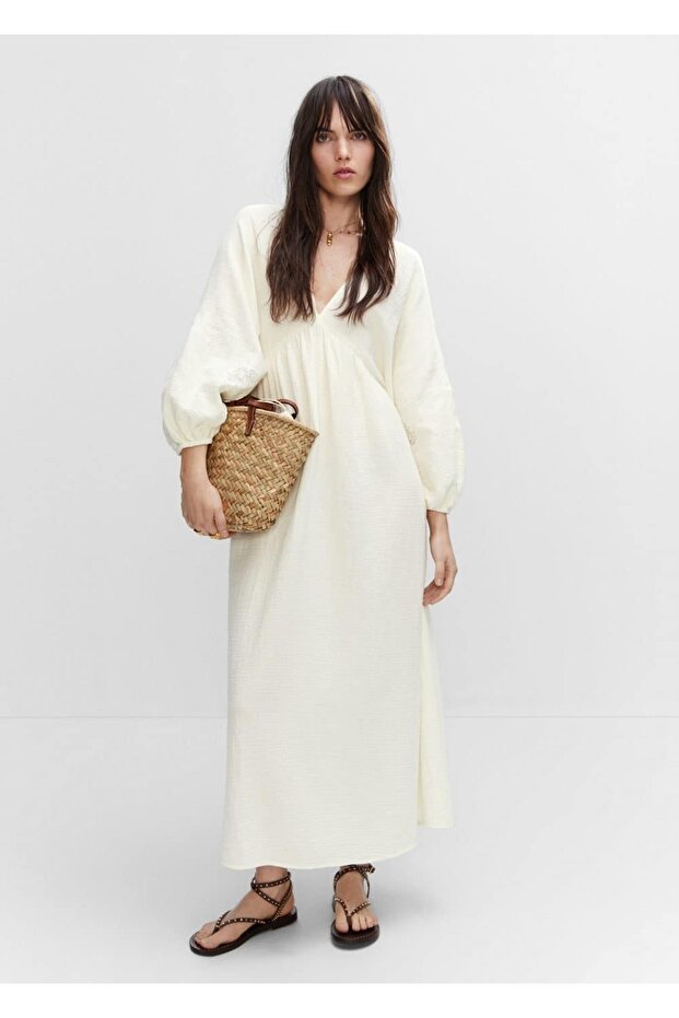 Embroidered Backless Dress - 2