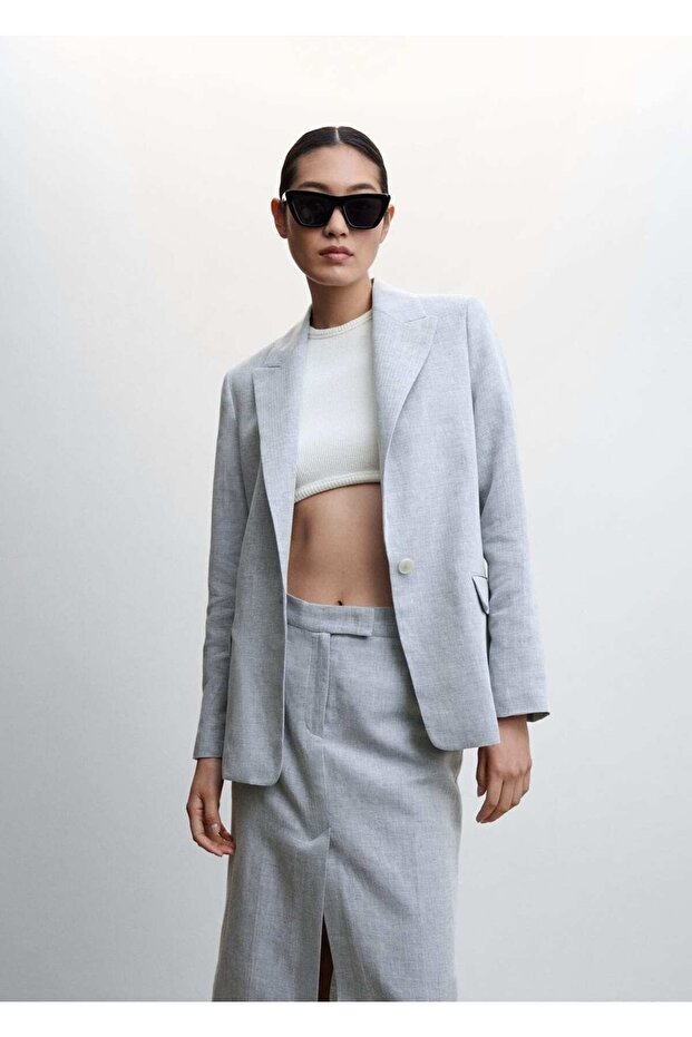 Keten yırtmaçlı etek - 7