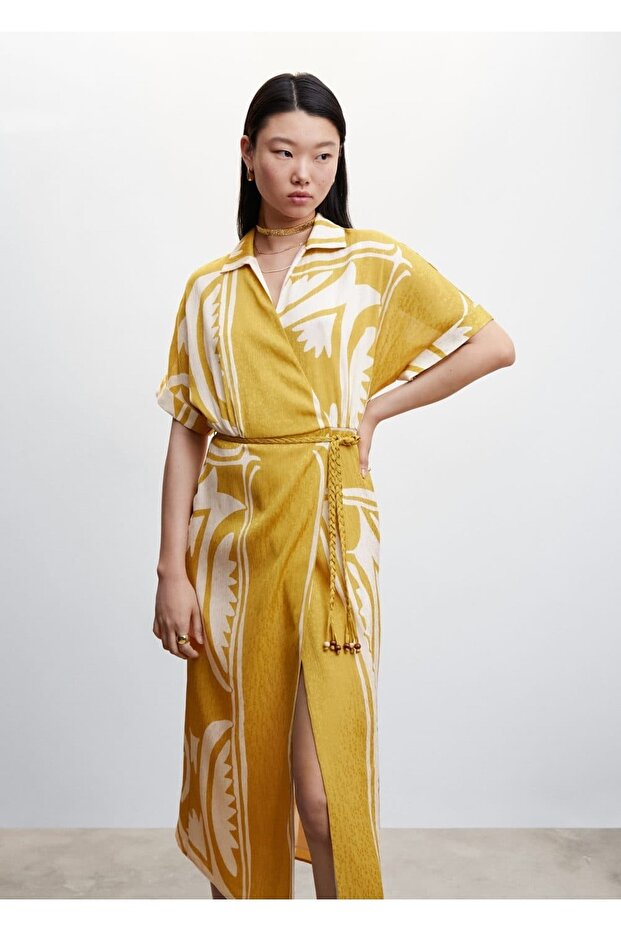 Desenli Gömlek Elbise - 1