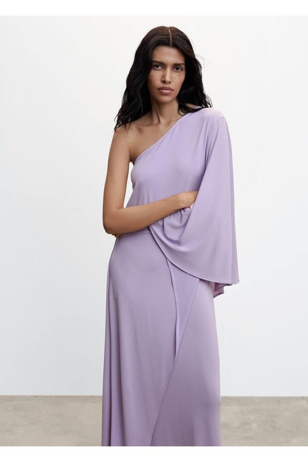 Asimetrik Kollu Elbise - 1