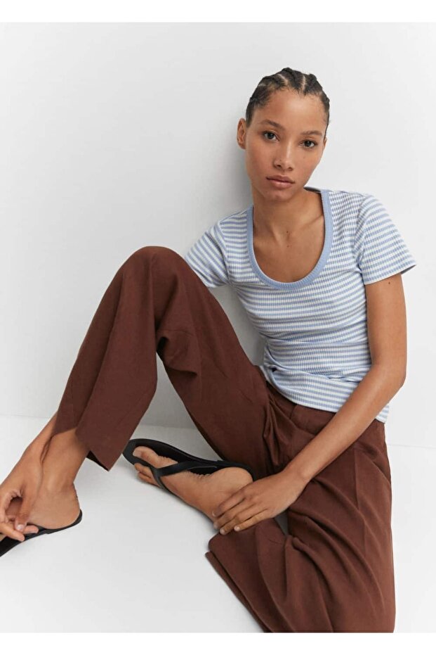 Ριγέ υφαντό μπλουζάκι - 6