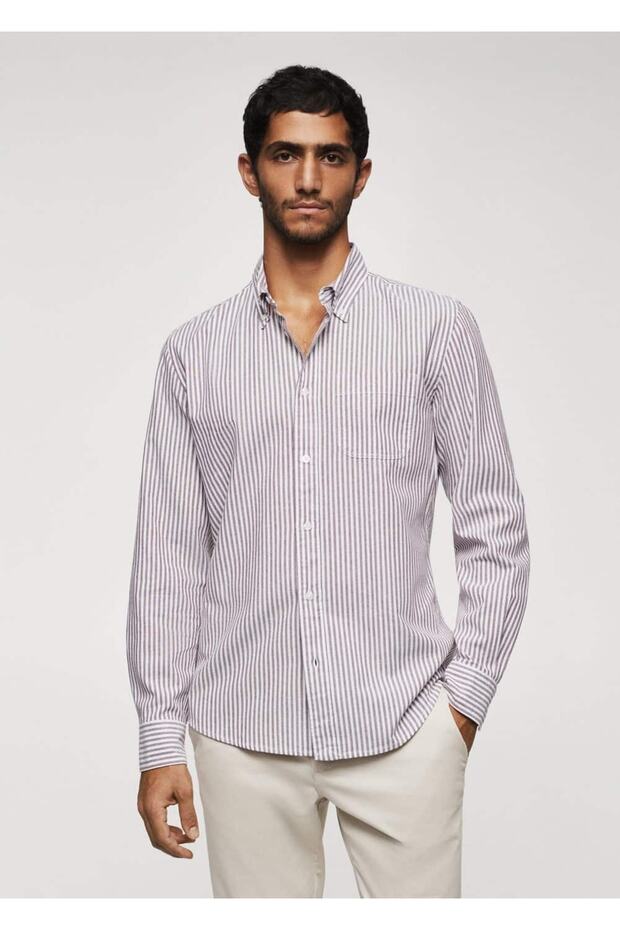 Çizgili Pamuklu Regular Fit Gömlek - 1