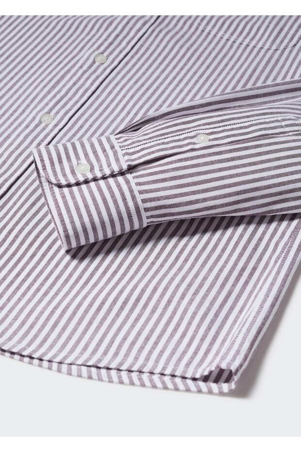 Çizgili Pamuklu Regular Fit Gömlek - 7