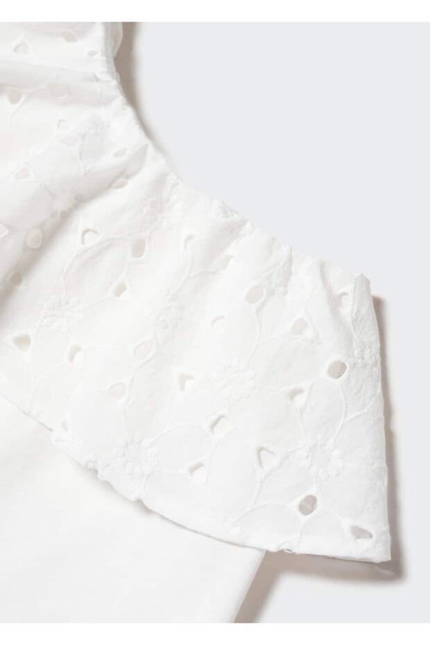 Volanlı işlemeli asimetrik bluz - 6