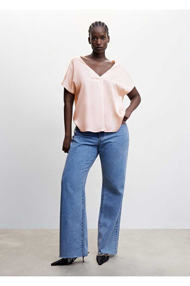 Satinhemd mit V-Ausschnitt - 8