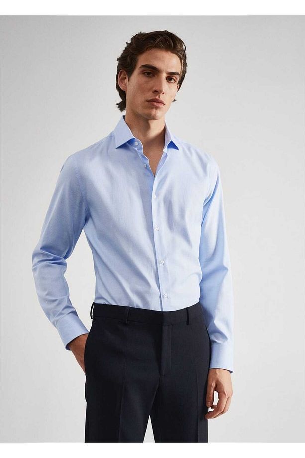 Mikro Desenli Slim Fit Kumaş Gömlek - 1