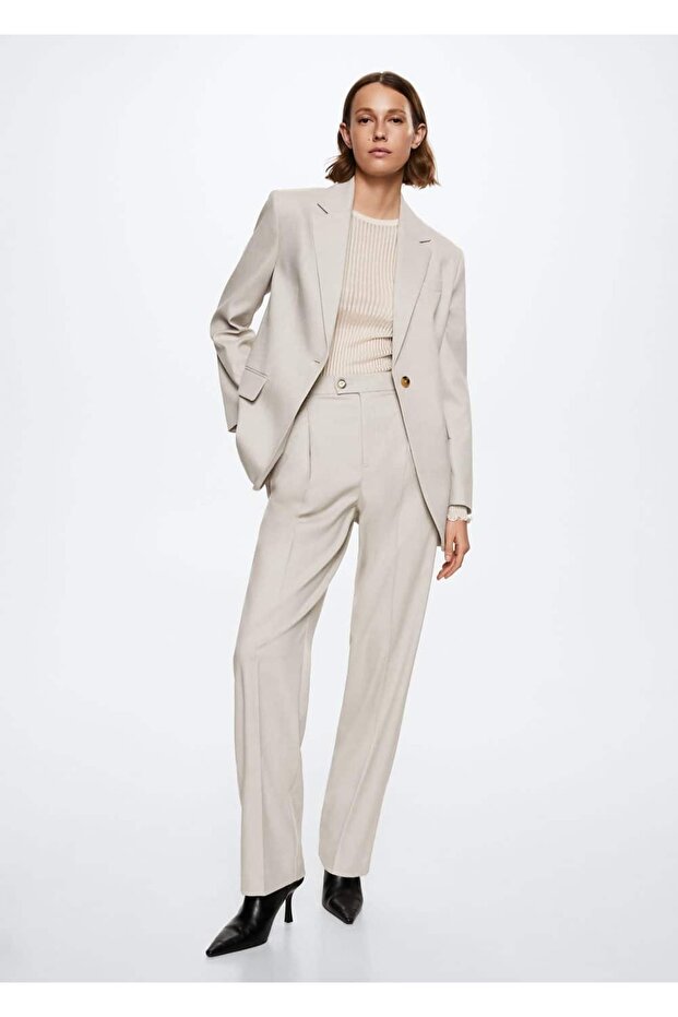 Mango Kalıplı Gri Blazer Ceket - 2