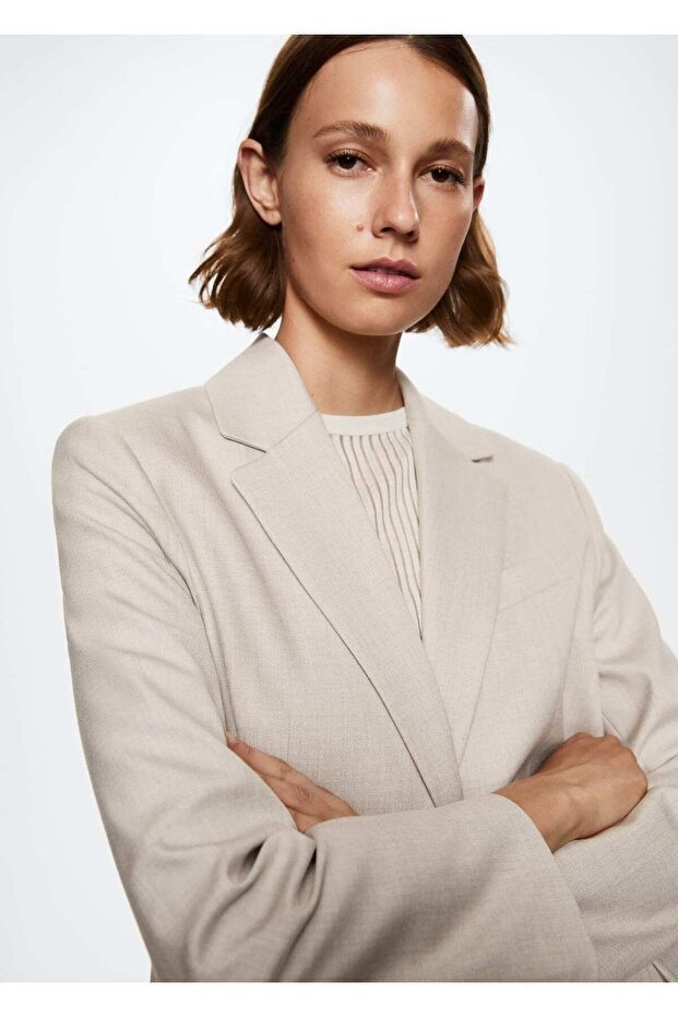 Mango Kalıplı Gri Blazer Ceket - 8
