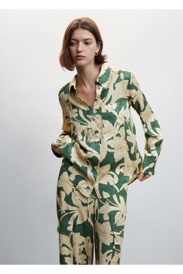 Çiçek Desenli Gömlek - 1