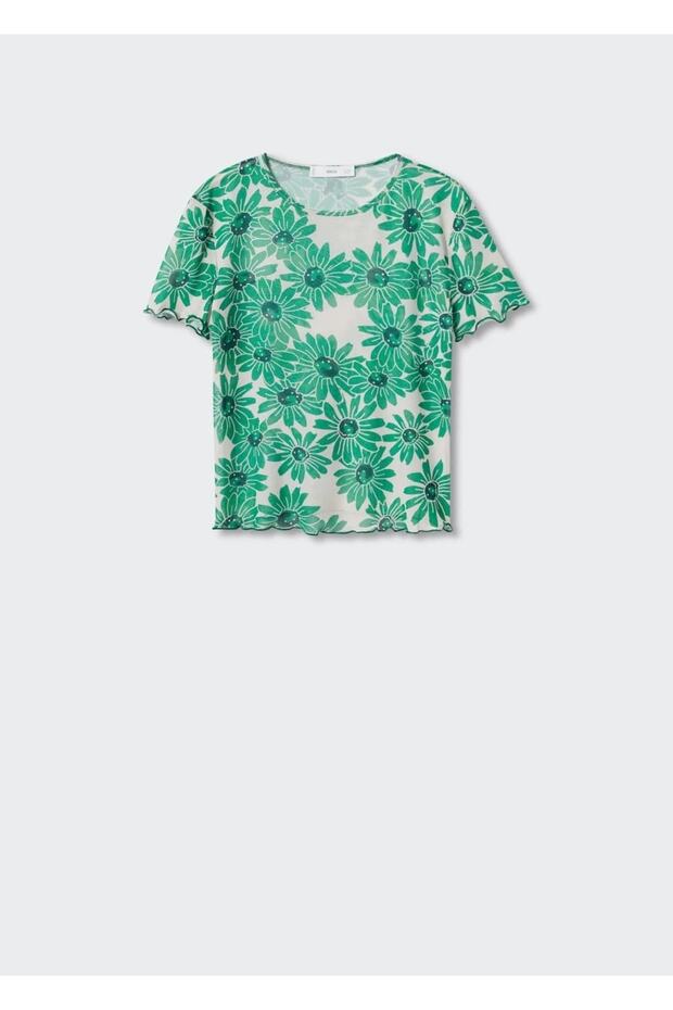 Desenli Tül Tişört - 3