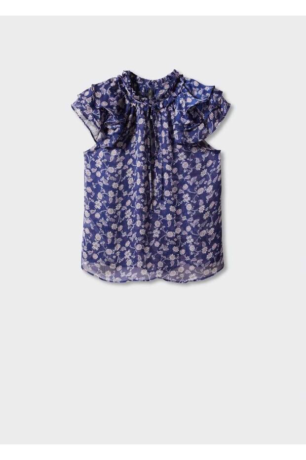Çiçekli Volanlı Bluz - 3