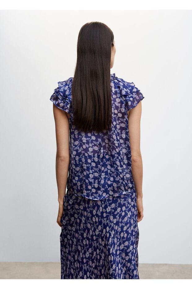 Çiçekli Volanlı Bluz - 4