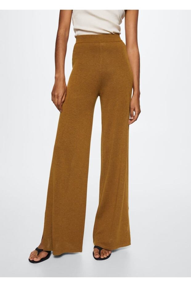 Yan Yırtmaçlı Triko Pantolon - 1