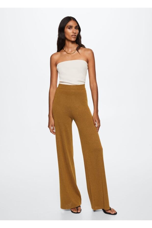 Yan Yırtmaçlı Triko Pantolon - 2