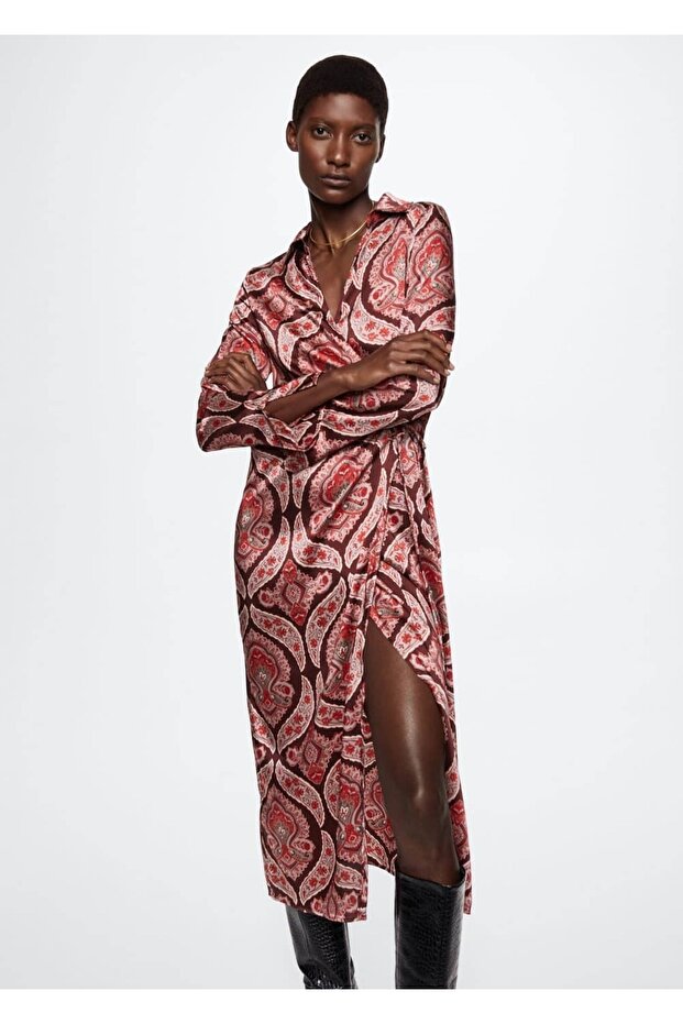 Saten Gömlek Elbise - 1