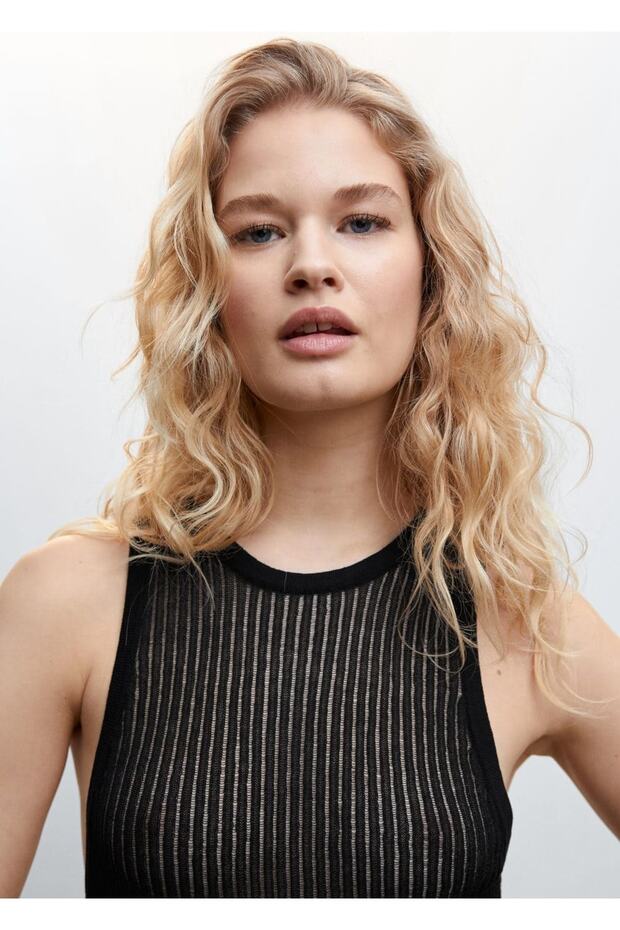 Bluse aus perforiertem Rippstrick - 7