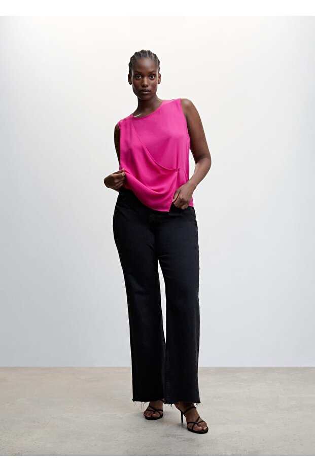 Düğmeli Kruvaze Bluz - 8