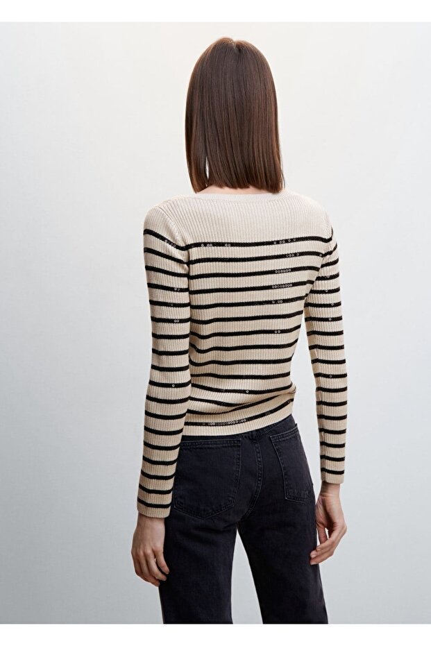 Payetli Çizgili Kazak - 4