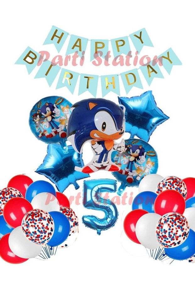 Sonic Fox Concept 5 Year Old Balloon Set Sonic Birthday Dark Blue Balloon Set