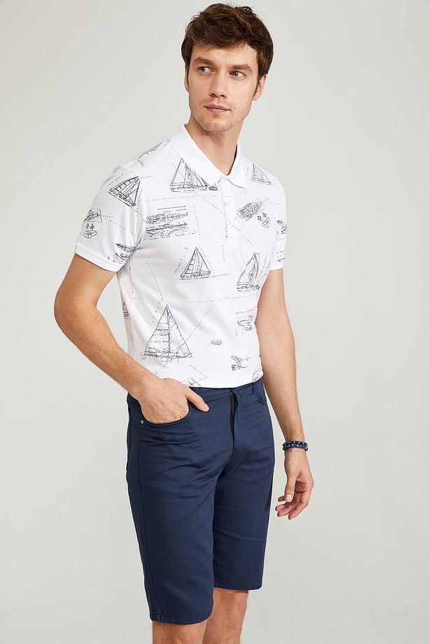 Slim Fit Kemerli Bermuda Şort - 2