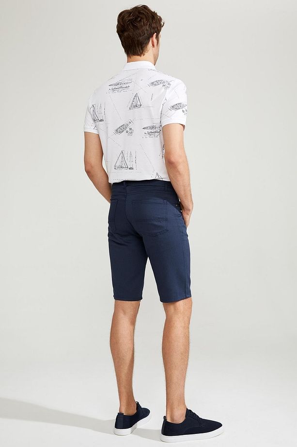 Slim Fit Kemerli Bermuda Şort - 3