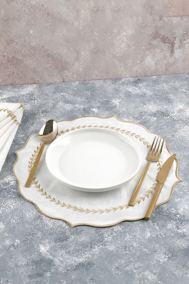 6 item(s) Embroidered Linen Placemat - Linen Placemat