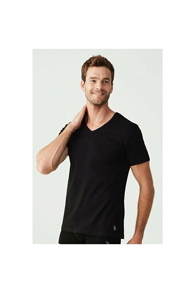 U.S. Polo Assn. Male White 2'Li V-Neck Short-Sleeved Undershirt 80199